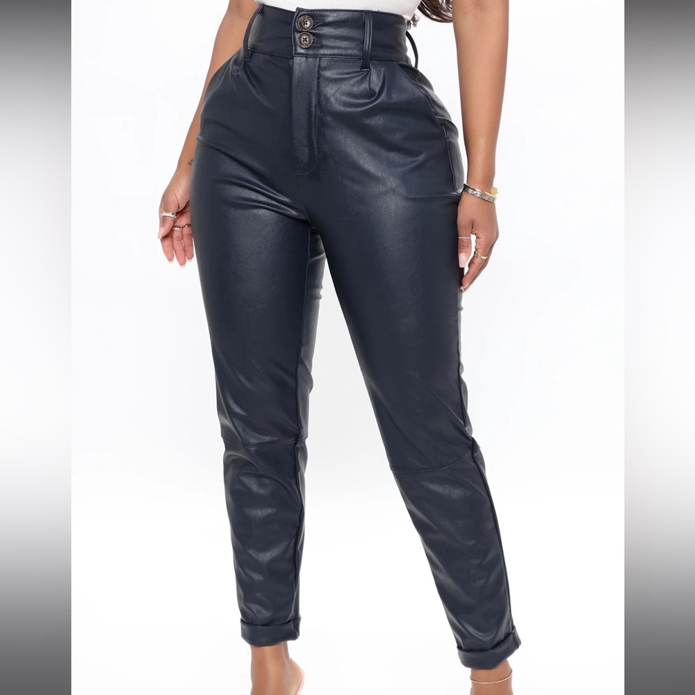 Fashion Nova Navy Faux Leather Pants